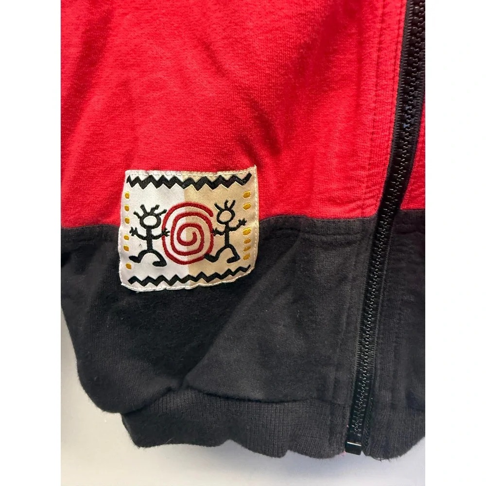 Vintage Gymboree Kids Large 6 Red Black Colorblock Field Trip Graphic Zip Hoodie